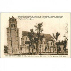 carte postale ancienne 91 ETAMPES. Eglise Saint Martin et Tour penchée