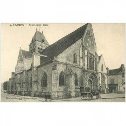 carte postale ancienne 91 ETAMPES. Eglise Sainte Basile avec Cabriolet