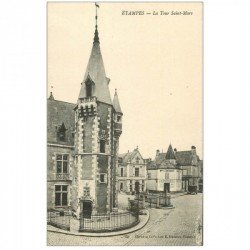 carte postale ancienne 91 ETAMPES. La Tour Saint Mars et Entrepôt Liqueurs Brunet