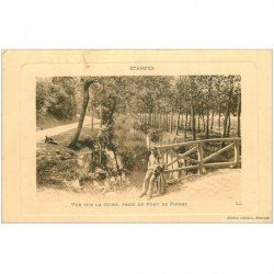 carte postale ancienne 91 ETAMPES. Vue sur la Juine prise du Pont de Pierre 1919