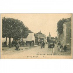 carte postale ancienne 91 FLEURY MEROGIS. Diligence sur la Place