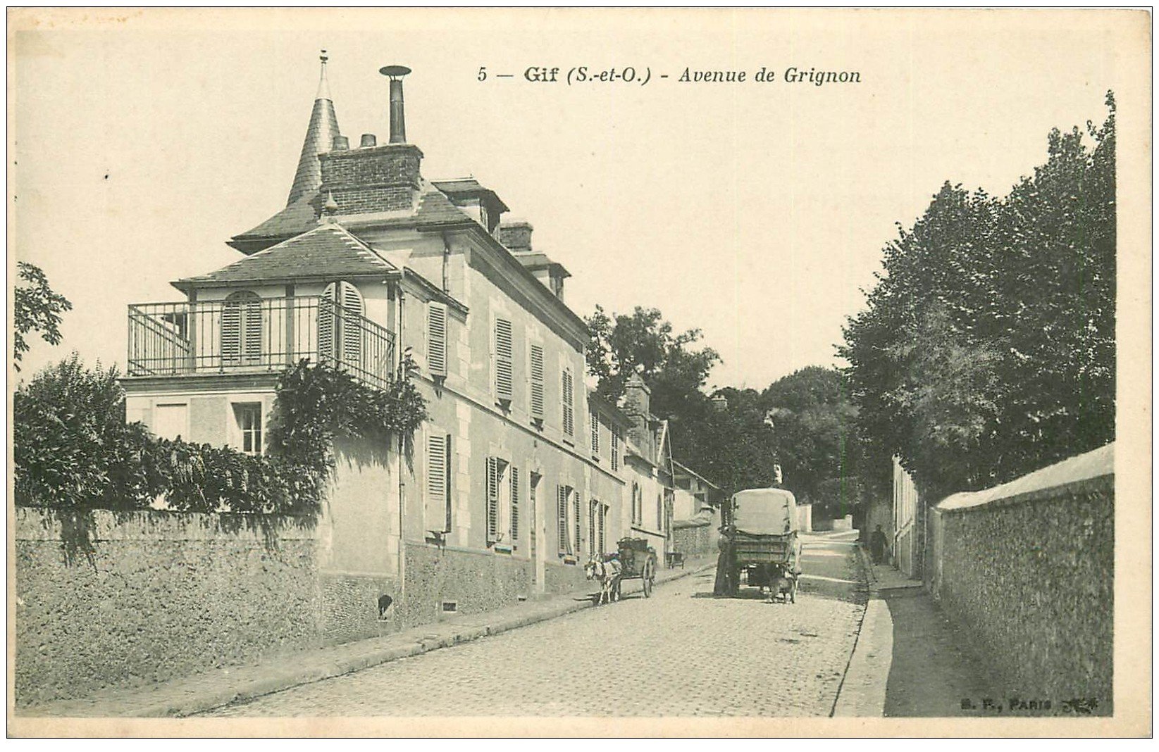 carte postale ancienne 91 GIF SUR YVETTE. Attelage Ane avenue de Grignon