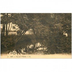 carte postale ancienne 91 GIF SUR YVETTE. Pêcheurs à la ligne sur l'Yvette