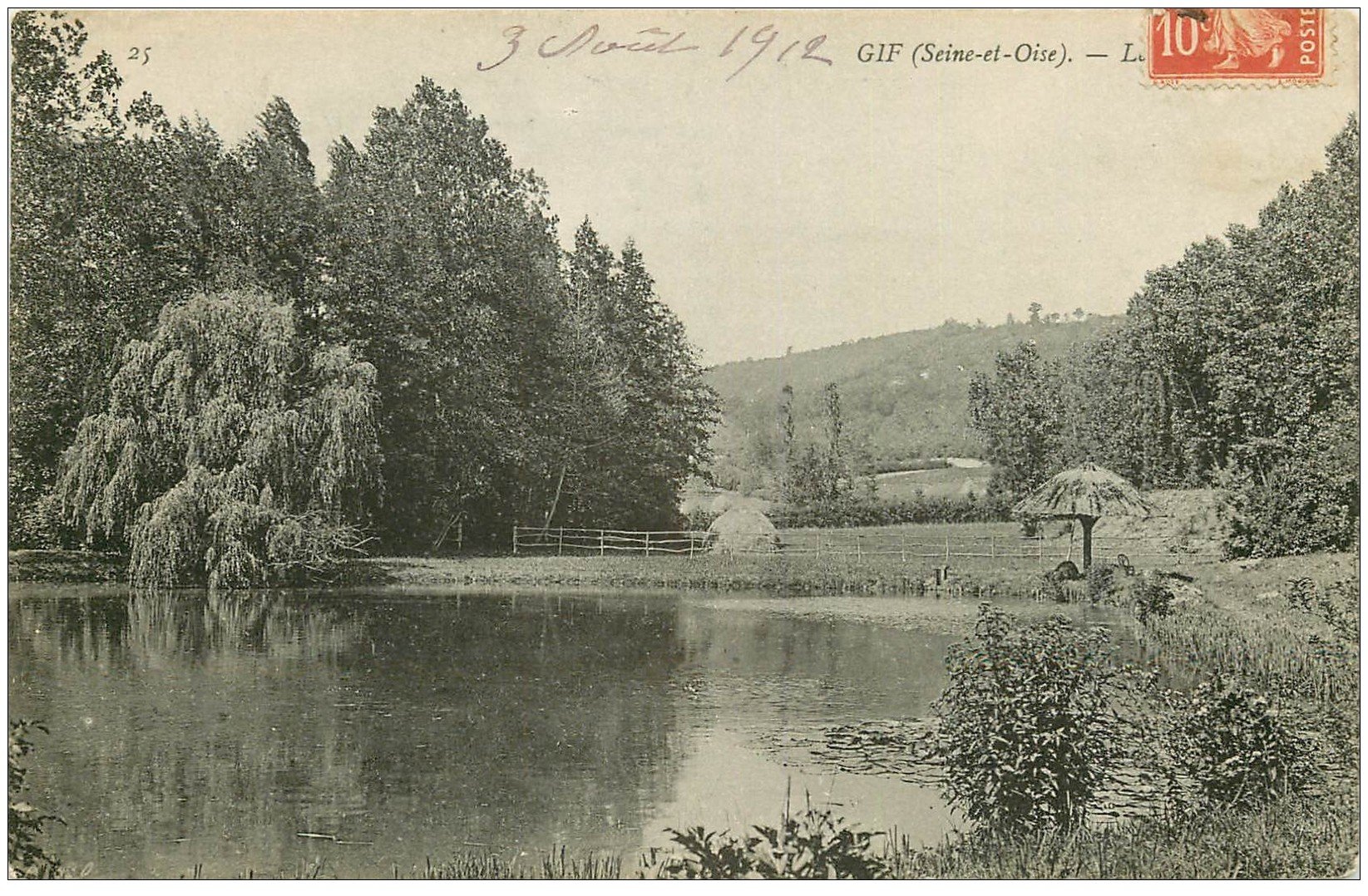 carte postale ancienne 91 GIF SUR YVETTE. Pièce d'eau 1912