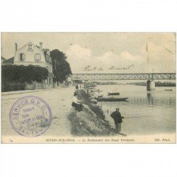 91 JUVISY SUR ORGE. Pêcheurs à la ligne près Restaurant des Deux Terrasses 1916