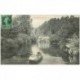 carte postale ancienne 91 LA FERTE ALAIS. Rameur en barque sur l'Essonne 1909