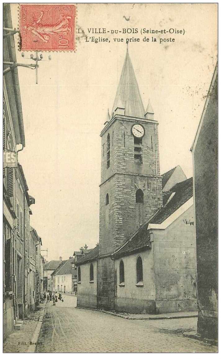 91 LA VILLE DU BOIS. L'Eglise prise de la Poste 1923