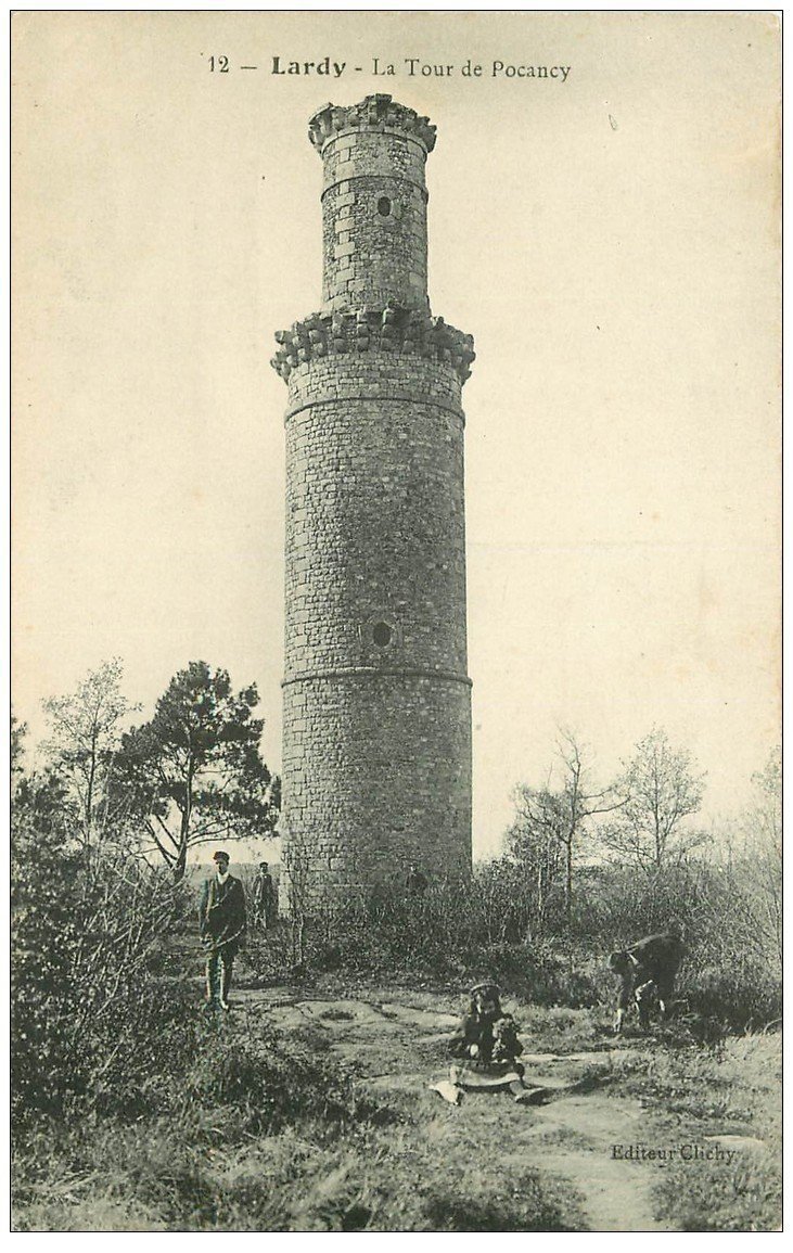 carte postale ancienne 91 LARDY. La Tour de Pocancy belle animation