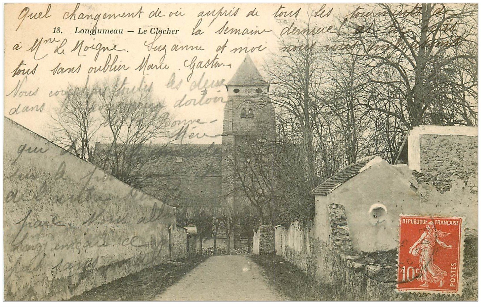 carte postale ancienne 91 LONGJUMEAU. Le Clocher