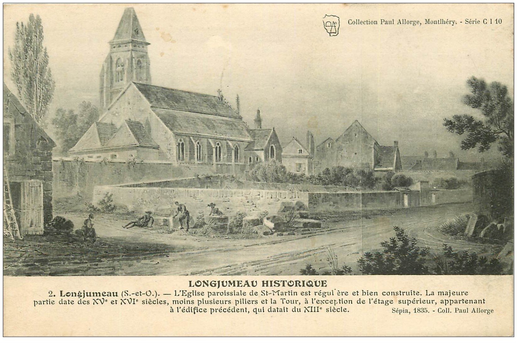 carte postale ancienne 91 LONGJUMEAU. L'Eglise Saint Martin
