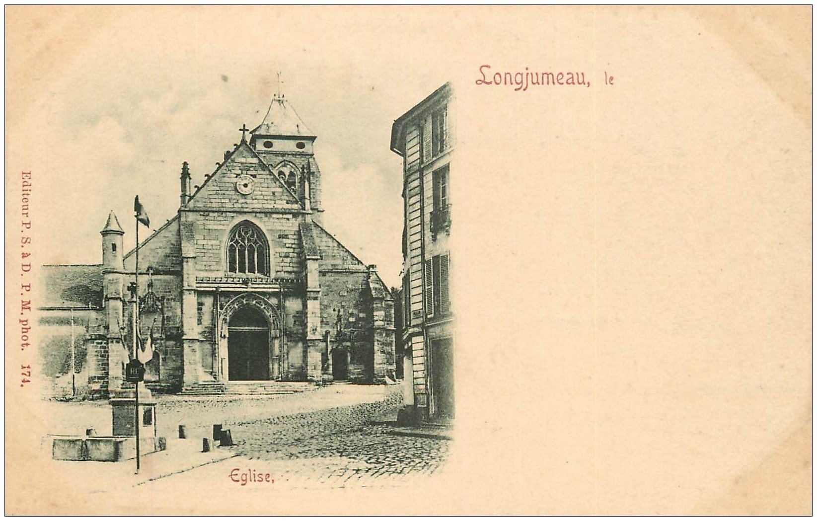 carte postale ancienne 91 LONGJUMEAU. L'Eglise vers 1900