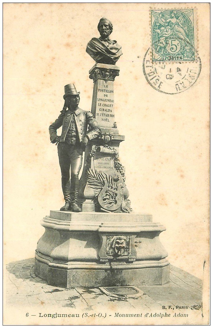 carte postale ancienne 91 LONGJUMEAU. Monument Adolphe Adam 1907