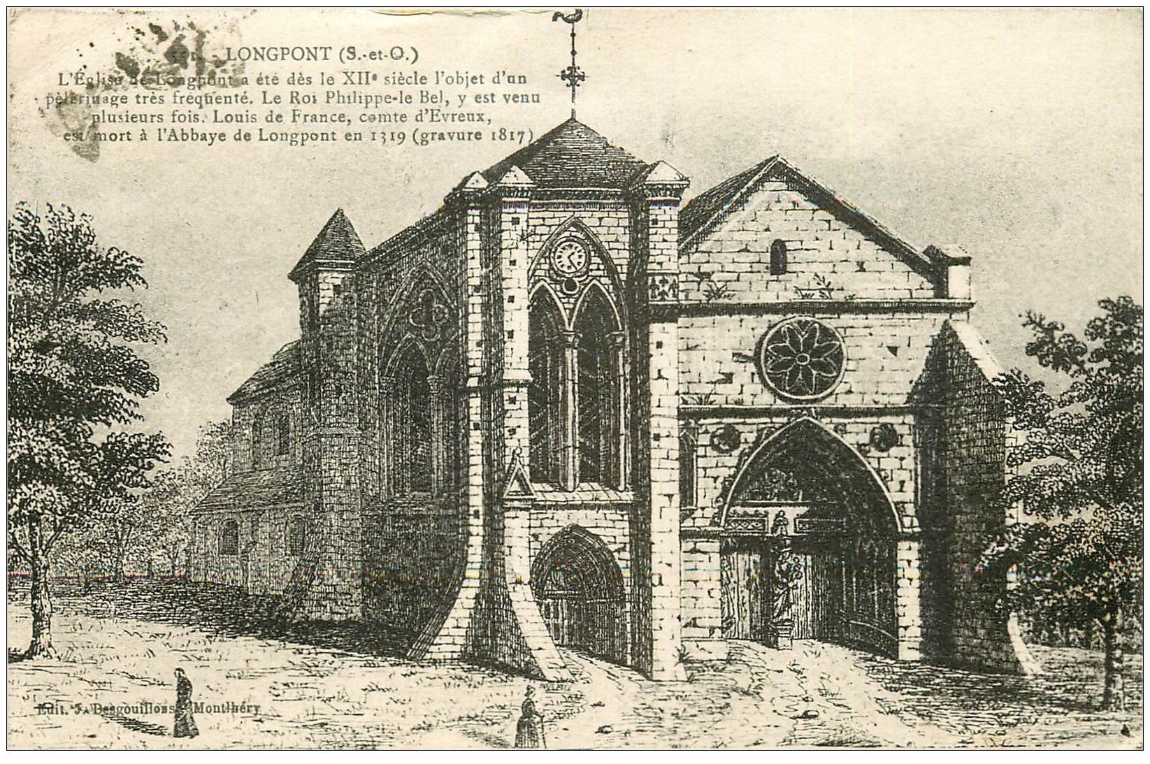 carte postale ancienne 91 LONGPONT. Eglise 1932