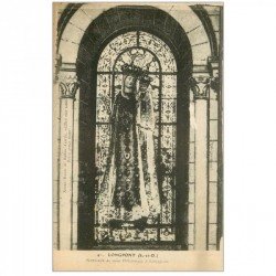 carte postale ancienne 91 LONGPONT. Souvenir de mon Pélerinage Vitrail