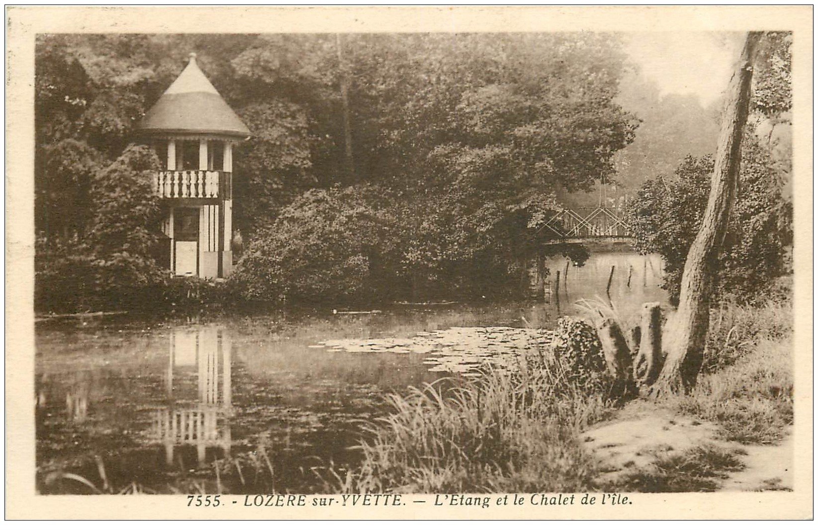 carte postale ancienne 91 LOZERE SUR YVETTE. Etang et Chalet de l'Ile 1939