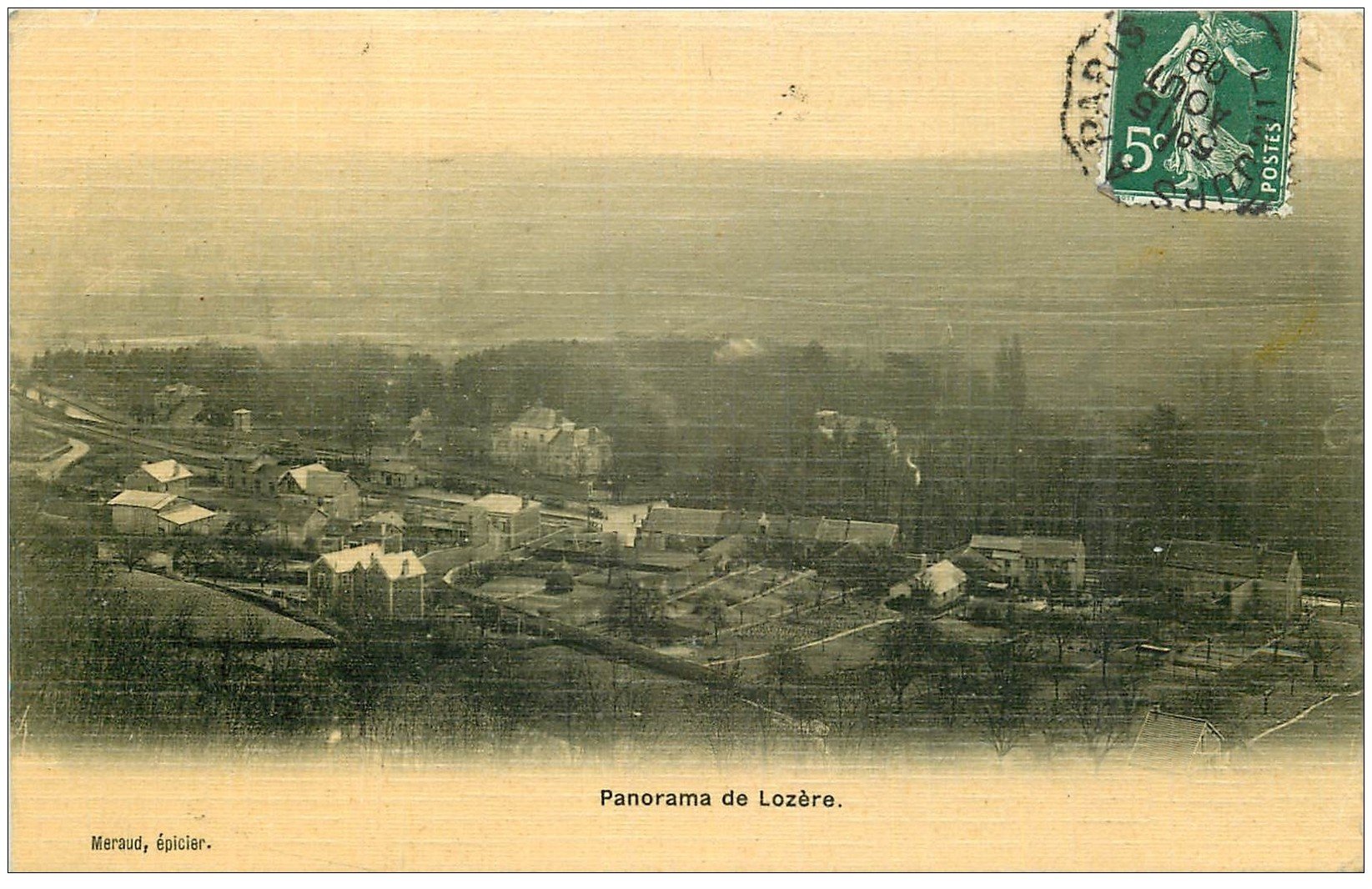 carte postale ancienne 91 LOZERE. Le Village. Carte toilée 1908