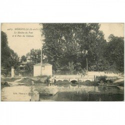 carte postale ancienne 91 MEREVILLE. Moulin du Pont et Parc du Château 1917