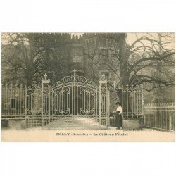 carte postale ancienne 91 MILLY LA FORET. Le Château Féodal 1918