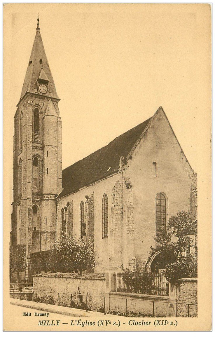 carte postale ancienne 91 MILLY LA FORET. Le Clocher