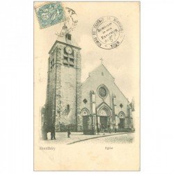 carte postale ancienne 91 MONTLHERY. Crieur avec tambour devant l'Eglise 1904