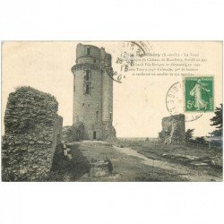 carte postale ancienne 91 MONTLHERY. La Tour avec enfants près du Puits 1915 ( petite restauration 1cm )