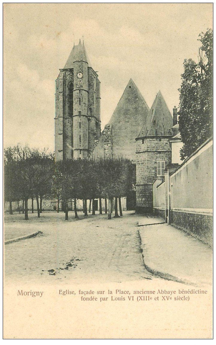 carte postale ancienne 91 MORIGNY. L'Eglise vers 1900