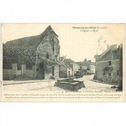 carte postale ancienne 91 MORSANG SUR ORGE. L'Eglise et Attelage vendeur ambulant 1916