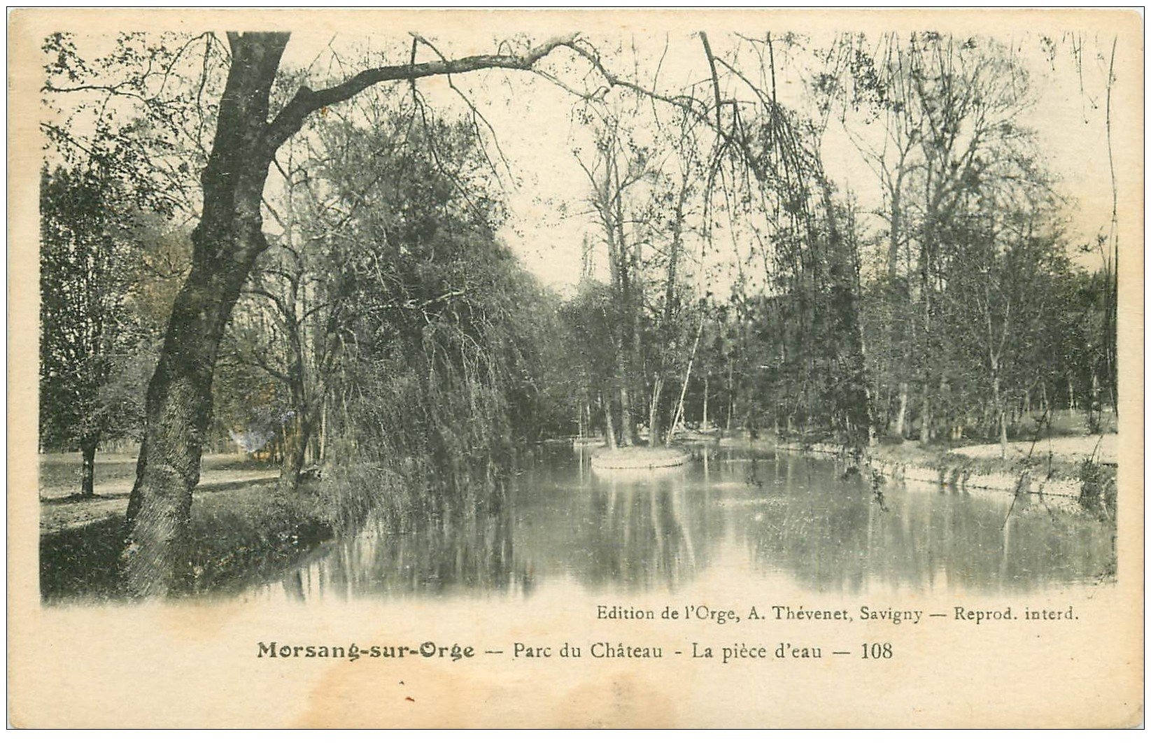 carte postale ancienne 91 MORSANG SUR ORGE. Pièce d'eau au Parc du Château 1929