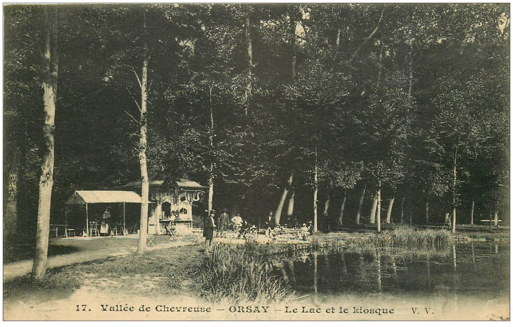 carte postale ancienne 91 ORSAY. Le Lac et le Kiosque animation 1926
