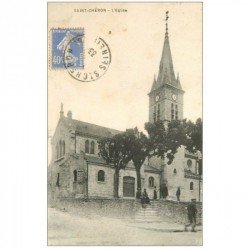 carte postale ancienne 91 SAINT CHERON. L'Eglise 1933 animation