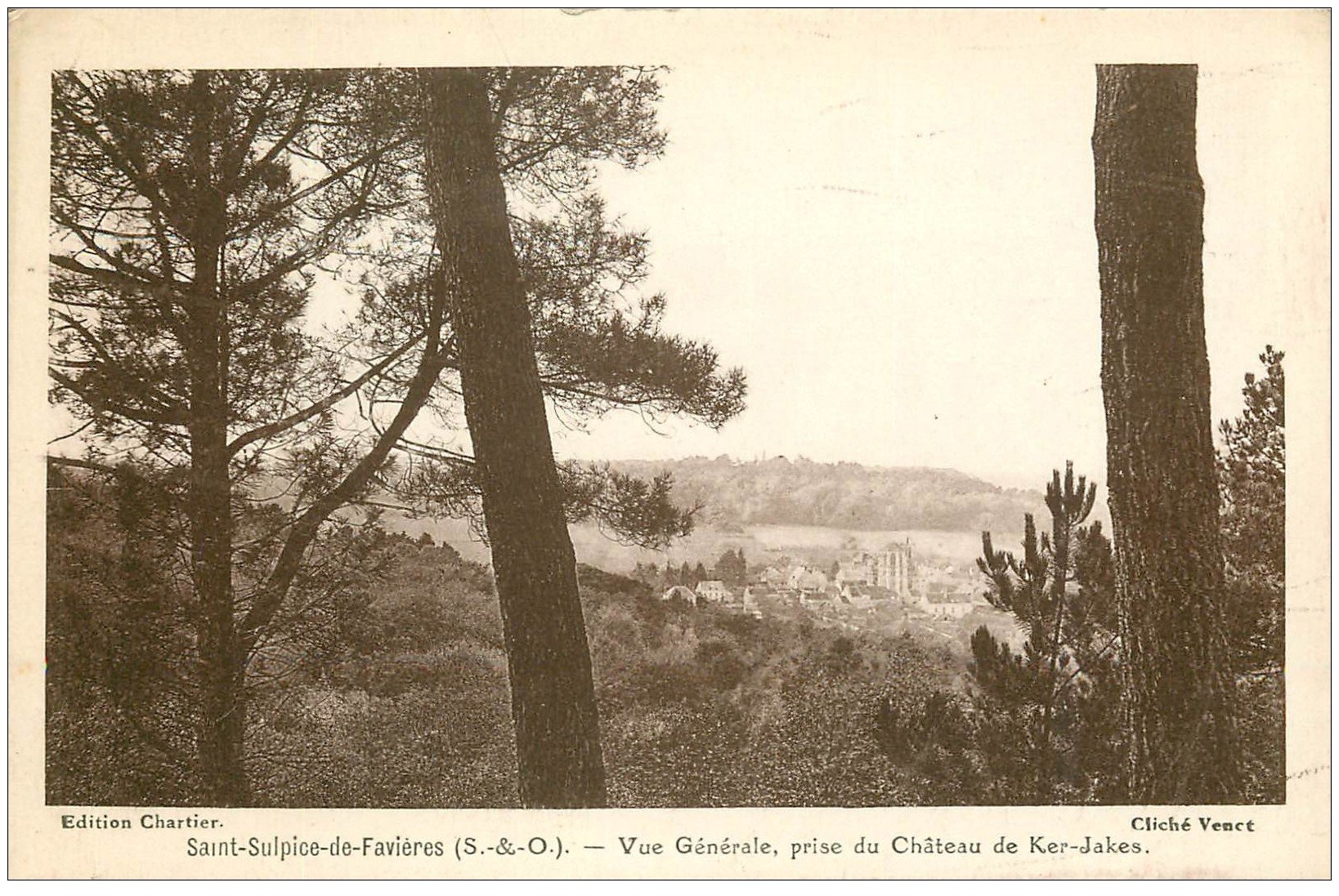 carte postale ancienne 91 SAINT SULPICE DE FAVIERES. Vue prise du Château de Ker Jakes