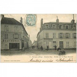 carte postale ancienne 91 SAVIGNY-SUR-ORGE. Boucherie Place Davoust et Grande Rue 1905