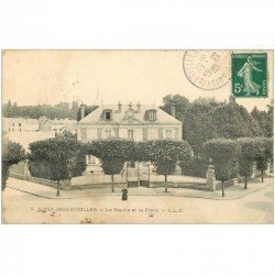 carte postale ancienne 91 SOISY SOUS ETIOLLES. Mairie et Place 1908