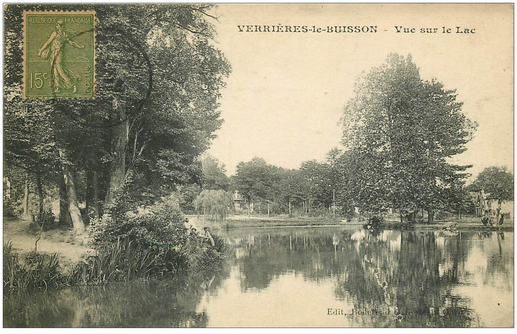 carte postale ancienne 91 VERRIERES LE BUISSON. Vue sur le Lac 1920