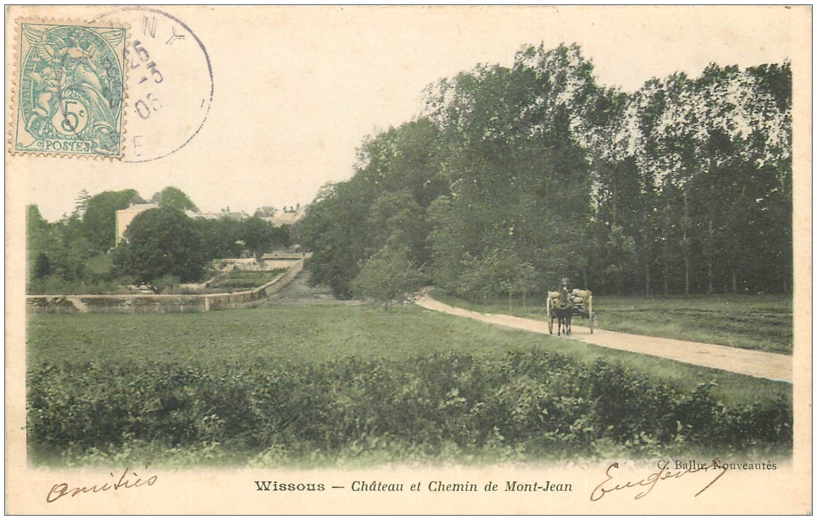 91 WISSOUS. Château et Attelage sur Chemin de Mont Jean 1905