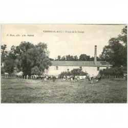 carte postale ancienne 91 YERRES. Ferme de la Grange troupeau de Vaches