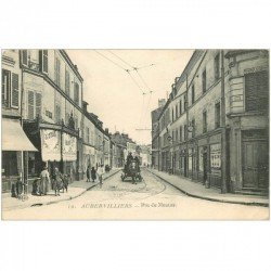 carte postale ancienne 93 AUBERVILLIERS. Boucherie Rue du Moutier Epicerie Bijouterie et Tabac