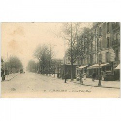 carte postale ancienne 93 AUBERVILLIERS. Magasin de Cartes Postales Avenue Victor Hugo 1915