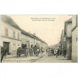 carte postale ancienne 93 AULNAY SOUS BOIS. Vieux Pays rue de Gonesse 1917 nombreux attelages