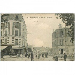 carte postale ancienne 93 BAGNOLET. Café Rue de Vincennes 1919 devenue Rue Robespierre