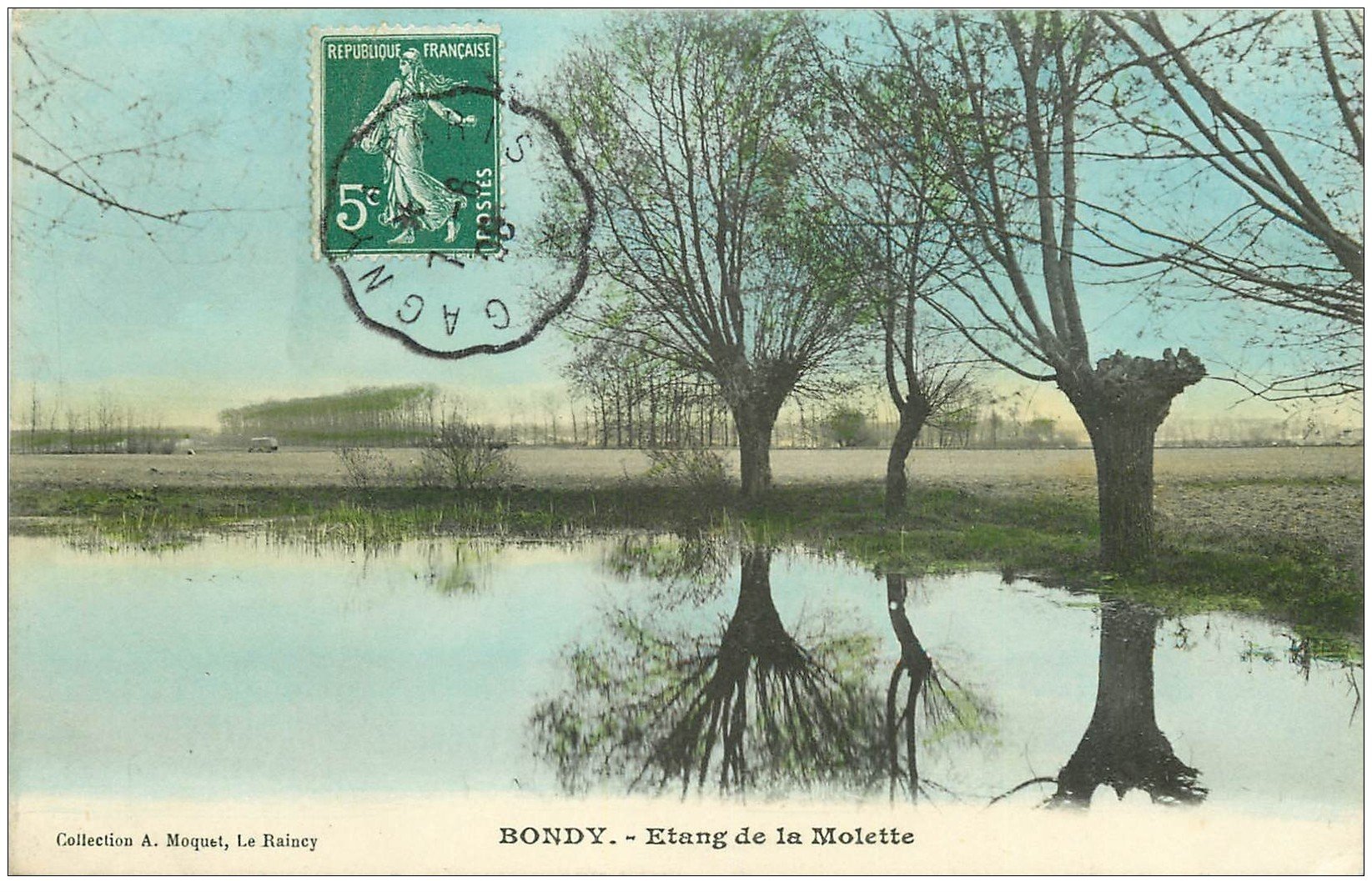 carte postale ancienne 93 BONDY. Etang de la Molette 1908