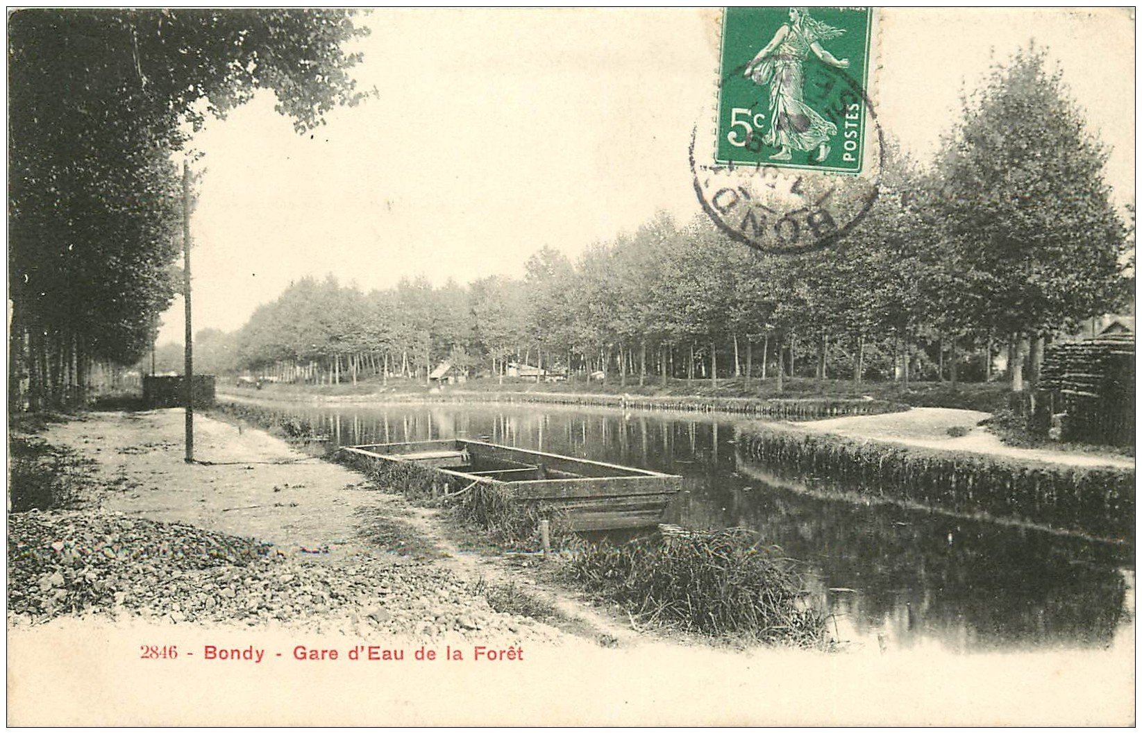 carte postale ancienne 93 BONDY. Gare d'Eau de la Forêt 1908