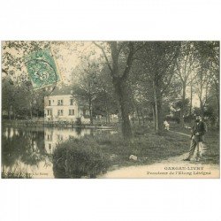 carte postale ancienne 93 GARGAN LIVRY. Personnages bords de l'Etang Sévigné 1907