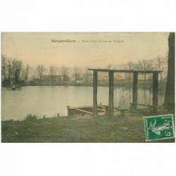 carte postale ancienne 93 GARGAN LIVRY. Prise d'eau du Lac de Sévigné 1911 carte comme toilée