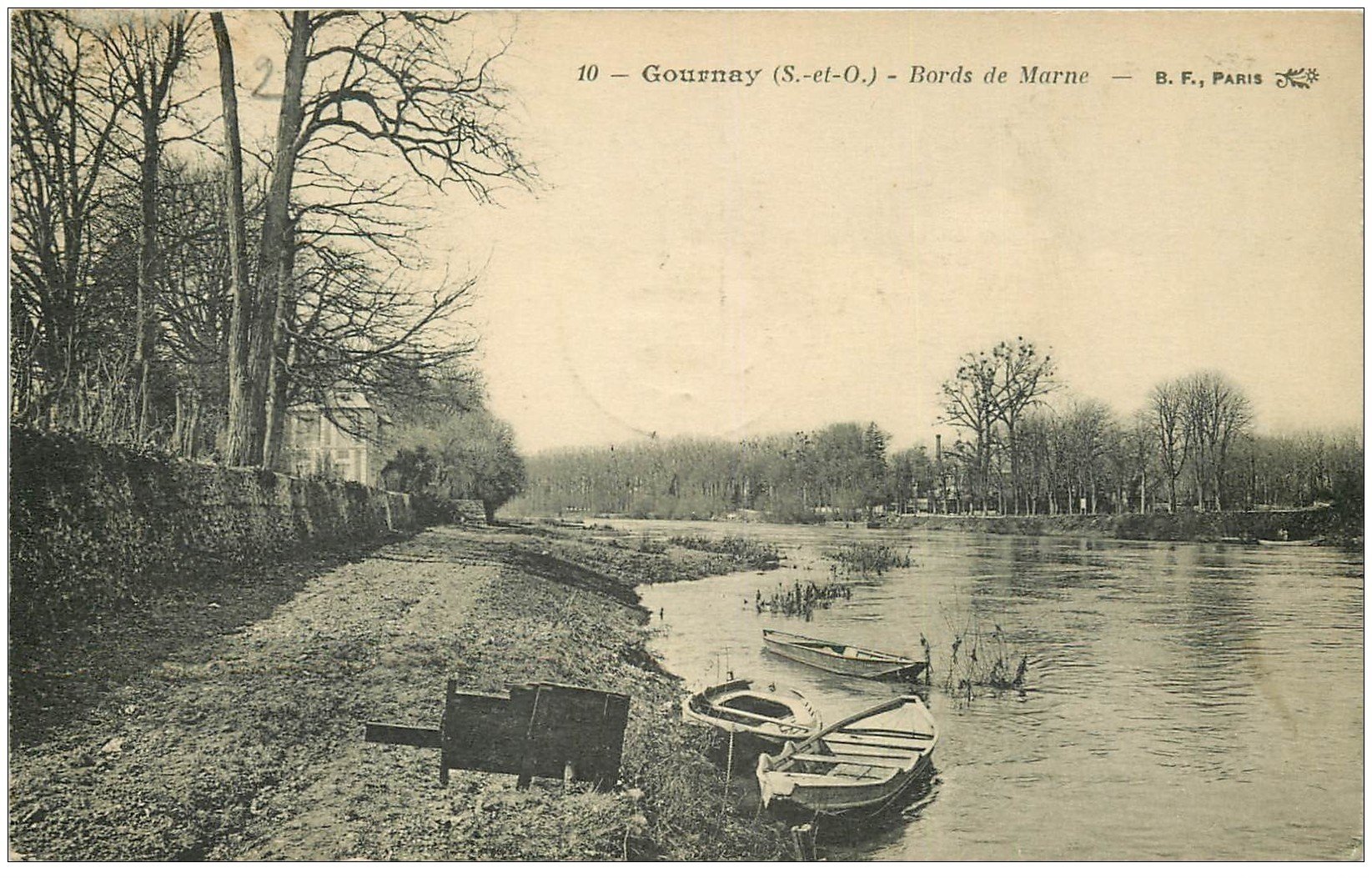 Tirage Albuminé Vintage - "Bords De La Marne à Gournay" - France Circa 1887 - Format 12x17 Cm