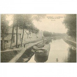 carte postale ancienne 93 GOURNAY SUR MARNE. La Plâtrière sur Canal de Vaires avec Péniche vers 1900