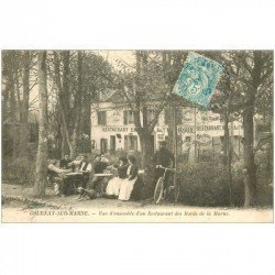 93 GOURNAY-SUR-MARNE. Restaurant Roux des bords de Marne l'heure de l'apéro vers 1905