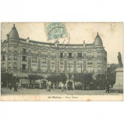 carte postale ancienne 93 LE RAINCY. Place Thiers vers 1905 Coiffeur et Horlogerie