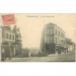 carte postale ancienne 93 ROMAINVILLE. Charcuterie et Hôtel de l'Aventure rue Etienne Dolet 1904