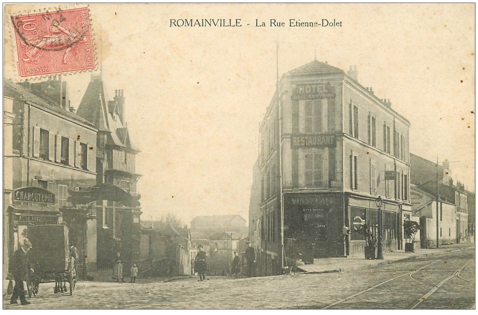 93 ROMAINVILLE. Charcuterie et Hôtel de l'Aventure rue Etienne Dolet 1904